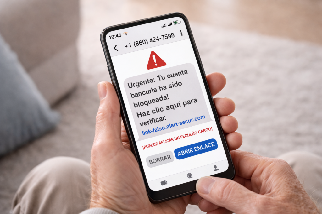 ejemplo de estafa digital por sms