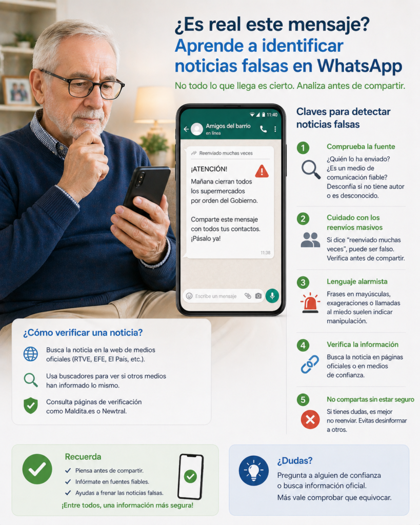 identificar noticias falsas en WhatsApp