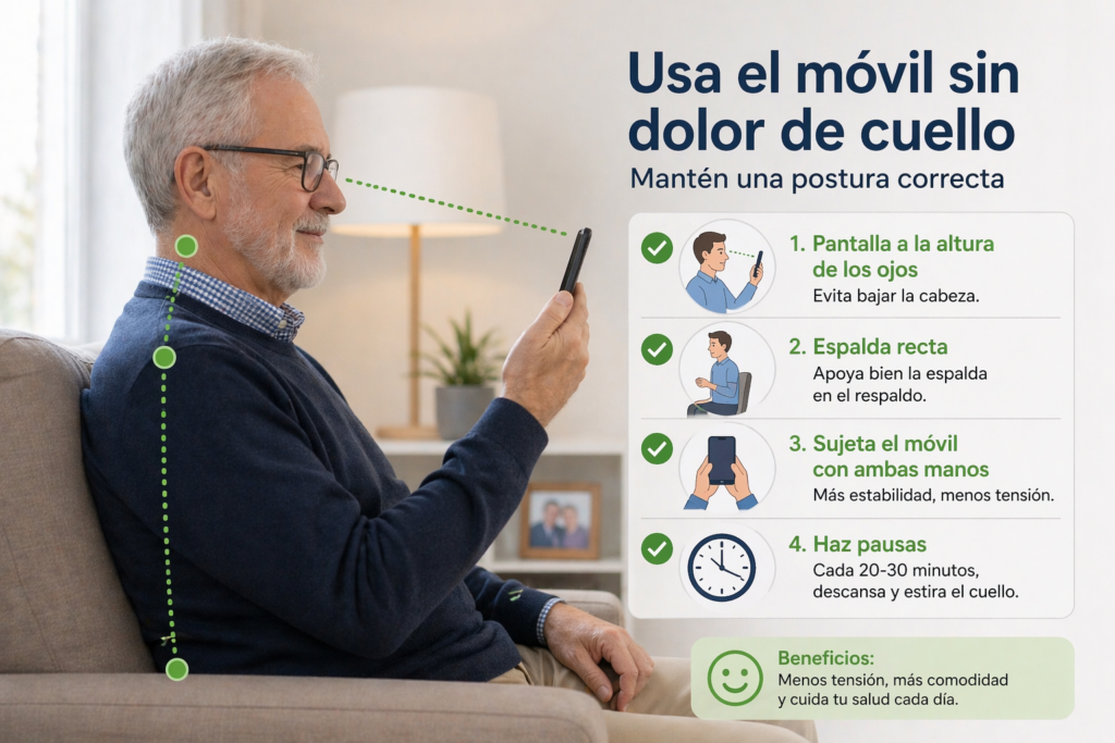 cómo usar el móvil sin dolor de cuello
