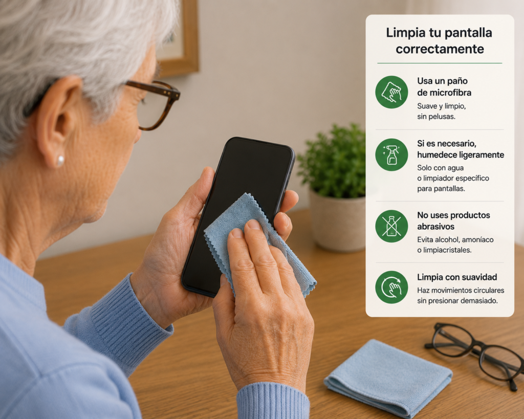 limpiar la pantalla del móvil