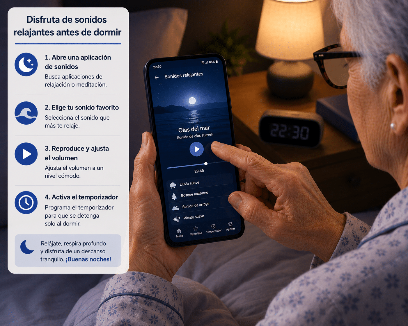 usar sonidos relajantes en el móvil