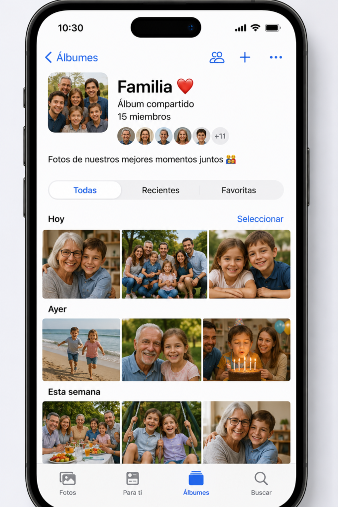 crear un álbum compartido de fotos